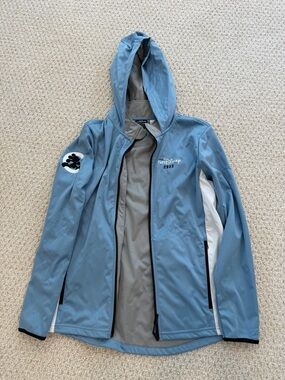 Disney Light Blue Hooded Rain Jacket with White Panels